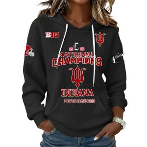 IU Football 2026 National Champions Never Daunted Waffle Hoodie2