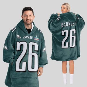Saquon Barkley 26 Philadelphia Football SB LX Blanket Hoodie3