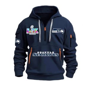 Seahawks Super Bowl LX Quarter Zip Hoodie1