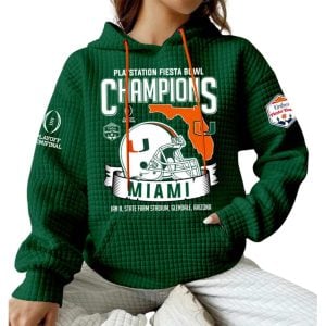2026 Miami Hurricanes Fiesta Bowl Champions Waffle Hoodie