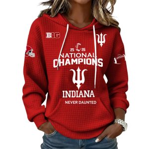 IU Football 2026 National Champions Never Daunted Waffle Hoodie