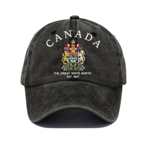 Unisex Retro Canada The Great White North Est 1867 Printed Hat2