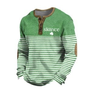 Men’s St. Patrick’s Day Waffle Fabric Henley Shirt