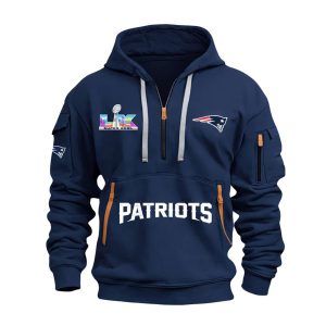 Patriots SBowl 2026 Hoodie Half Zipper1