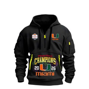 2026 Miami Hurricanes Fiesta Bowl Champions Quarter Zip Hoodie