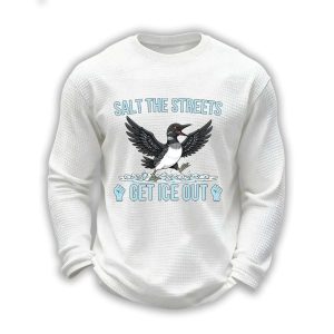Mens Minnesota Loon Salt the Streets Get ICE Out Waffle Long Sleeve T Shirt1