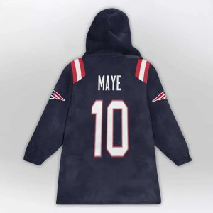 Drake Maye 10 New England Football SB LX Blanket Hoodie2