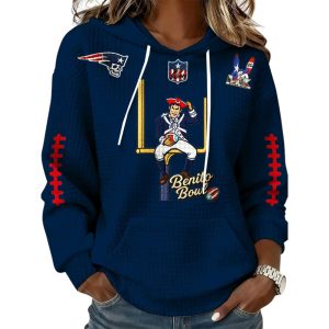 2026 Patriots Bad Bunny Benito Bowl Print Waffle Hoodie