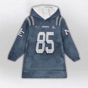 Hunter Henry Patriots SB LX Rivalries Storm Blue Blanket Hoodie1