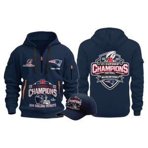 2025 NE Patriots AFC Champions Quarter Zip Hoodie Hoodie