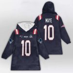 Drake Maye 10 Patriots Football SB LX Blanket Hoodie