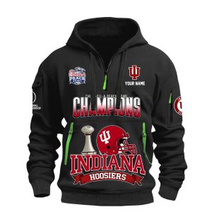 2026 Indiana Football Chick fil a Peach Bowl Champions Half Zip Hoodie1