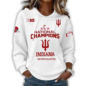 IU Football 2026 National Champions Never Daunted Waffle Hoodie1