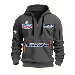 Seahawks Super Bowl LX Quarter Zip Hoodie4