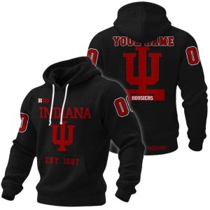 Indiana Hoosiers Big 10 Est 1887 Waffle Hoodie