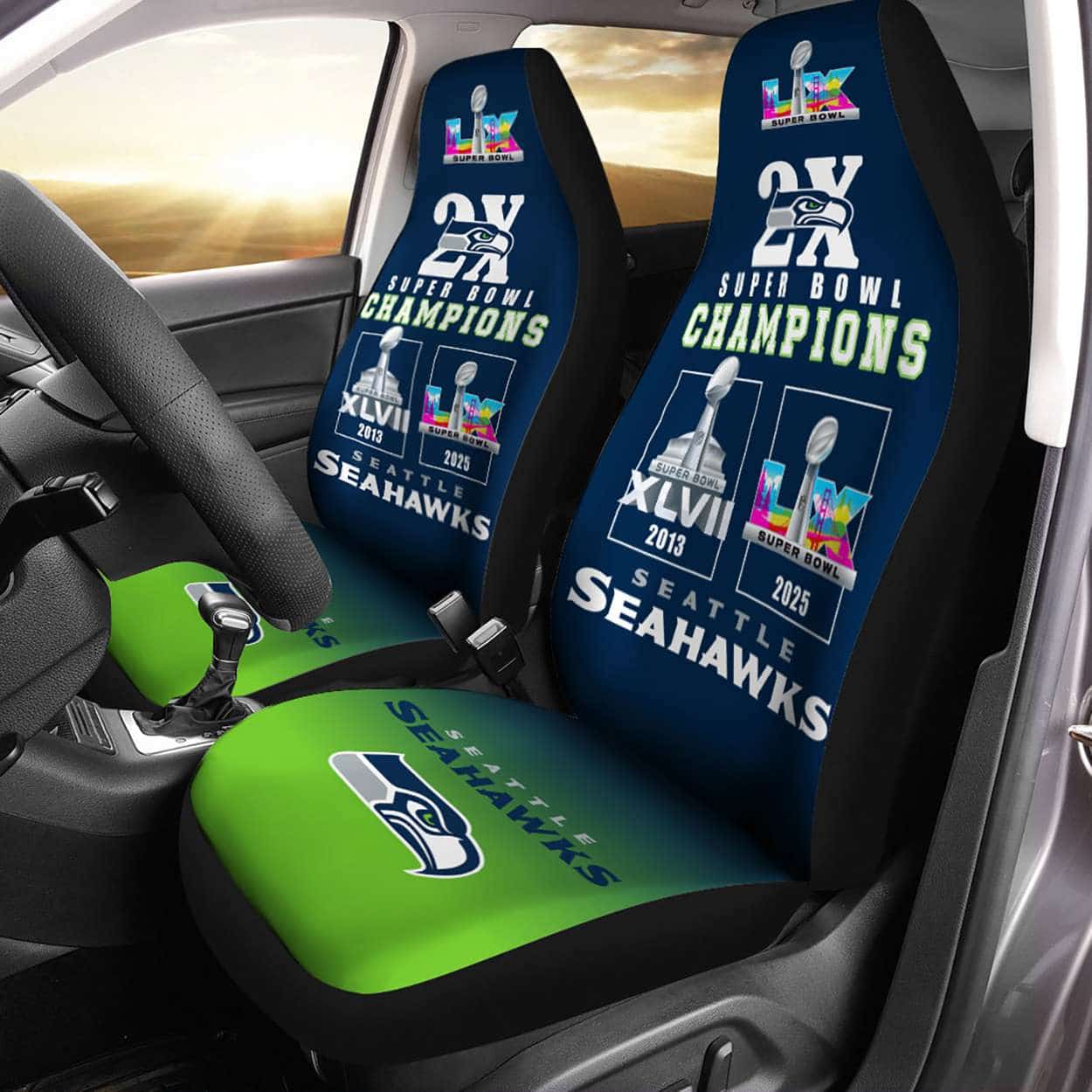 2026 Seahawks 2x Super Bowls Champions Car Seat Covers 2026 Seahawks 2x Super Bowls Champions Car Seat Covers