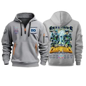 Seahawks Super Bowl LX Champions USA 250 Half Zip Hoodie2