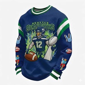 Seattle Football SuperBowl LX Champions Waffle Sweatshirt