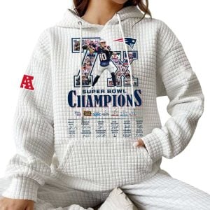 2026 Patriots 7x Super Bowl Champions Waffle Hoodie 2
