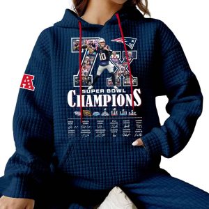 2026 Patriots 7x Super Bowl Champions Waffle Hoodie 3