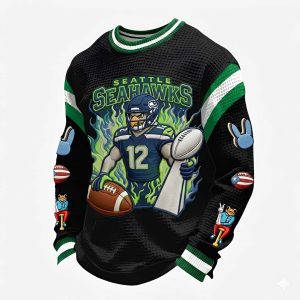 Seattle Football SuperBowl LX Champions Waffle Sweatshirt1