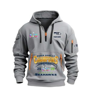 Seahawks Super Bowl 2026 Champions Quarter Zip Hoodie2
