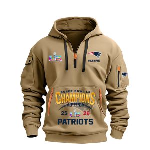 Patriots Super Bowl 2026 Champions Half Zip Hoodie2