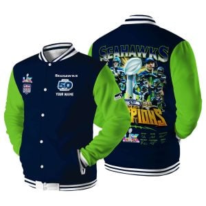 Seahawks Super Bowl 2026 Champions Baseball Jacket