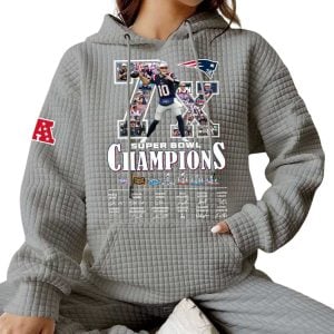 2026 Patriots 7x Super Bowl Champions Waffle Hoodie 1