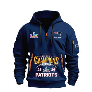 Patriots Super Bowl 2026 Champions Half Zip Hoodie