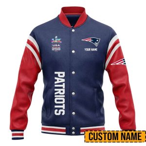 NE Patriots Super Bowl 2026 Baseball Jacket Custom Any Name1