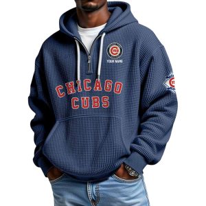 2026 Cubs 150th Anniversary Quarter Zip Waffle Hoodie1