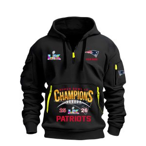 Patriots Super Bowl 2026 Champions Half Zip Hoodie1