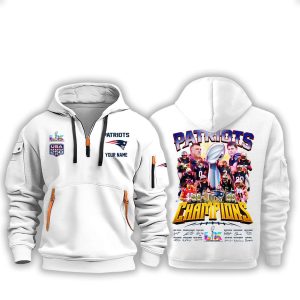 Patriots SuperBowl LX Champions USA 250 Quarter Zip Hoodie3