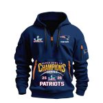 Patriots Super Bowl 2026 Champions Half Zip Hoodie