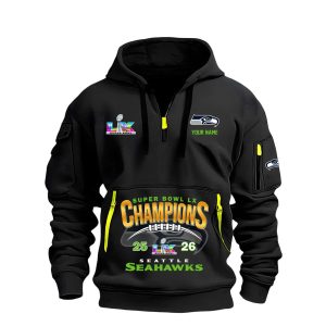 Seahawks Super Bowl 2026 Champions Quarter Zip Hoodie1