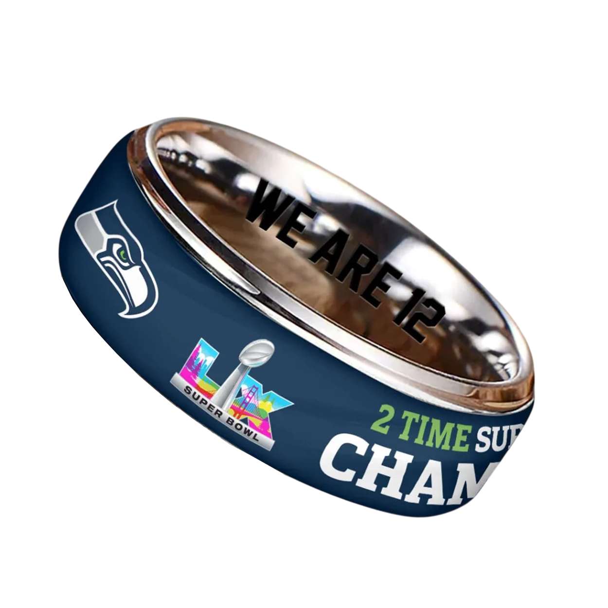 Seahawks 2 Time Super Bowl Champions Tungsten Ring Seahawks 2 Time Super Bowl Champions Tungsten Ring