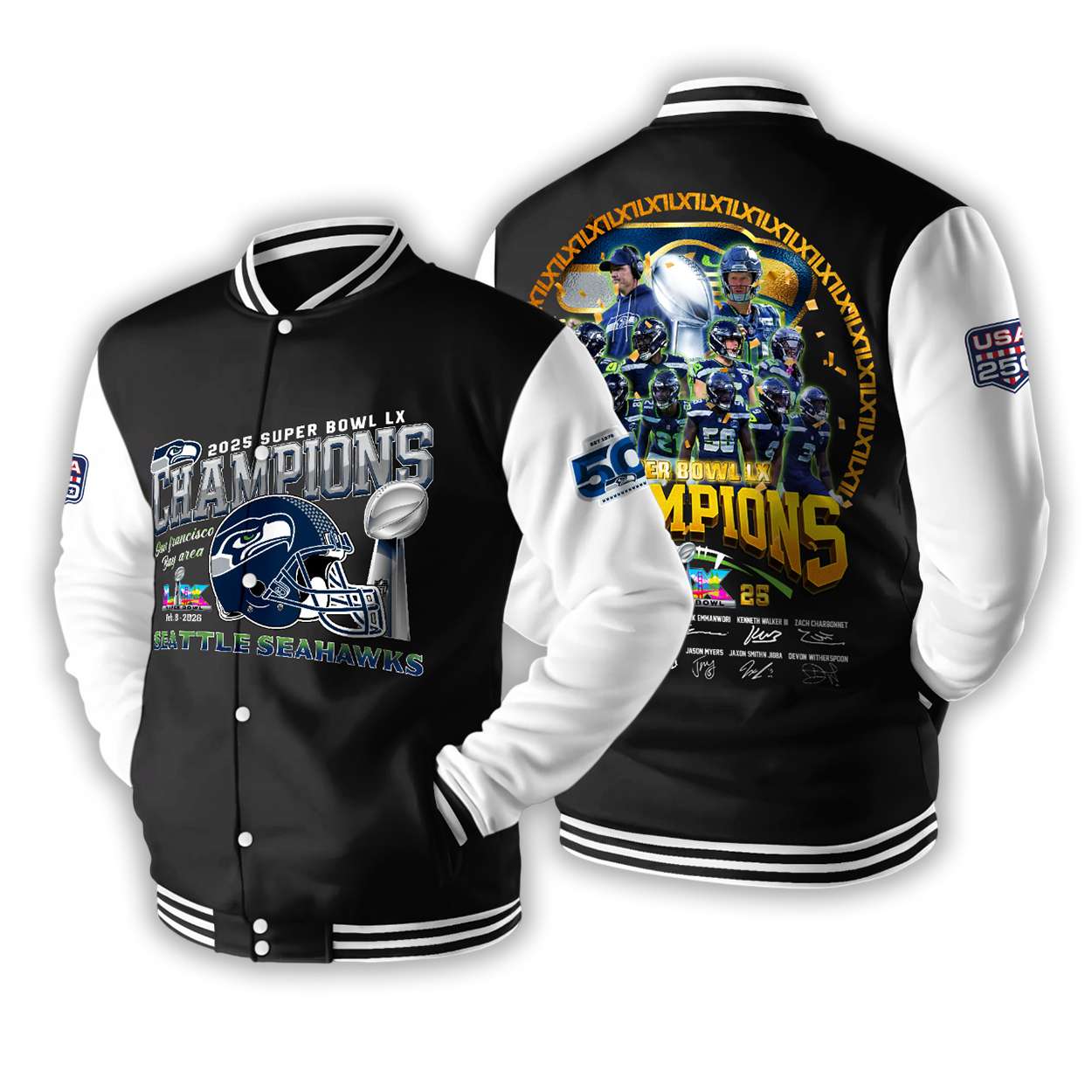 Seahawks Super Bowl 2026 Champs Baseball Jacket Seahawks Super Bowl 2026 Champs Baseball Jacket