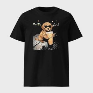 Funny Goldendoodle Drinking Iced Coffee T-shirt