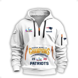 Patriots Super Bowl 2026 Champions Half Zip Hoodie3