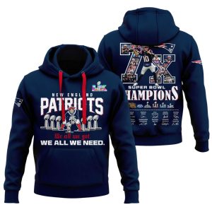 2026 Patriots 7x Super Bowl Champions Signature Hoodie