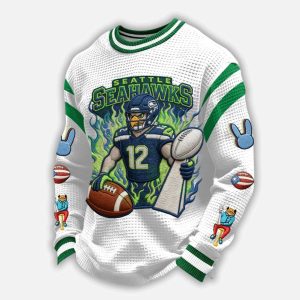 Seattle Football SuperBowl LX Champions Waffle Sweatshirt2