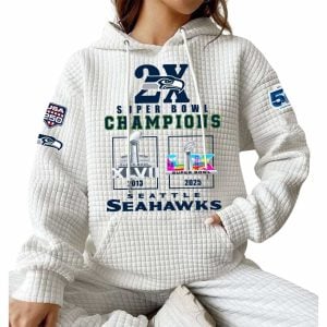 2026 Seahawks 2x Super Bowls Champions Waffle Hoodie