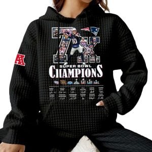 2026 Patriots 7x Super Bowl Champions Waffle Hoodie 4