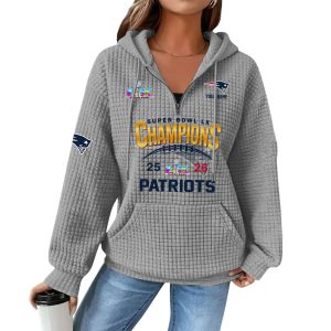 Patriots Super Bowl LX Champions Quarter Zip Waffle Hoodie3