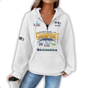 Seahawks Super Bowl LX Champions Quarter Zip Waffle Hoodie1