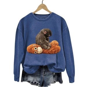 Womens Baby Monkey Punch Print Casual Sweatshirt3