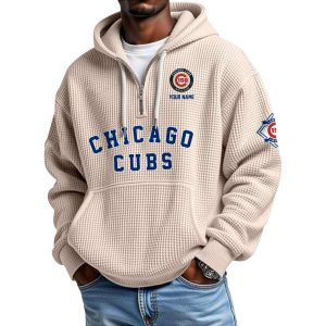 2026 Cubs 150th Anniversary Quarter Zip Waffle Hoodie2