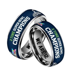 Seahawks 2 Time Super Bowl Champions Tungsten Ring