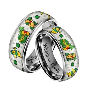 Winnie the Pooh Lucky Me Patrick’s Day Tungsten Rings